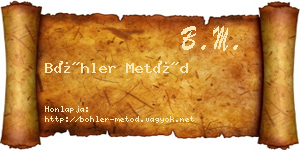 Böhler Metód névjegykártya